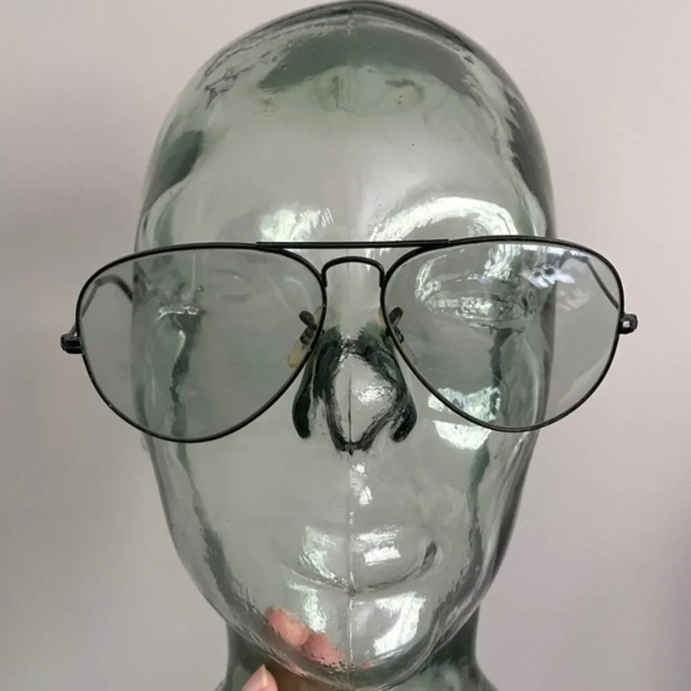 Vintage B&L Ray Ban Black Large Aviator Glasses Frames - 58-14, USA 🇺🇸